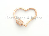 CZ Micro Pave Screw Clasp, Pave Clasp, Heart shape clasp, Pave Lock with Screw, Gold/Rose Gold/Gunmetal/Silver, 21x25mm,sku#H133
