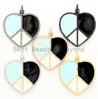 40mm Large Enamel Colorful Peace Heart Shape Pendant,CZ Micro Pave Oil Drop pendant, Enamel pendant, Black/White Enamel, sku#F580