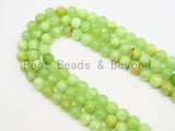 High Quality Lime Green Jade Round Smooth Beads, 4mm/6mm/8mm/10mm/12mm, Green Gemstone Beads, 15.5inch strand, SKU#U341