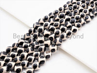 Dzi Black White Spotted Agate Round Faceted Beads, 6mm/8mm/10mm/12mm beads, Agate Gemstone Beads, 15.5inch strand, SKU#U340