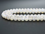 Mystic Plated Agate beads, 6mm/8mm/10mm/12mm Faceted Round Gemstone beads, AB Color Rainbow White Agate Beads, 15.5inch strand, SKU#U345