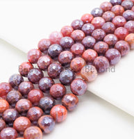 Mystic Plated Faceted Fire Agate beads, High Quality 6mm/8mm/10mm Red Gemstone beads, Red Agate Beads, 15.5inch strand, SKU#U353