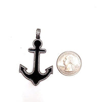 Enamel Anchor Pendant, Enamel Jewelry, CZ Pave Anchor, Colored Anchor Pendant, 32x48mm, Sku#F601