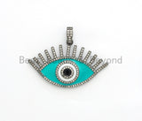 Enamel Colored Long eyelash Evil Eye Pendant/Focal,Blue/Red/Black/, CZ Micro Pave Oil Drop Eye pendant,Enamel Jewelry,26x41mm,,sku#F603