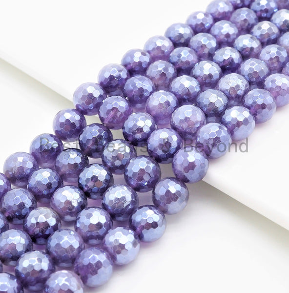 Mystic Plated Amethyst Round Faceted beads, 6mm 8mm 10mm 12mm, Loose Purple Gemstone Beads, 15.5 inch strand, SKU#U362