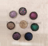 24mm LARGE Colored CZ Micro Pave Oval Beads, Focal Beads, CZ Pave Beads, Bronze/Green/Fuchsia/Cobalt Blue/Purple, Sku#GG12