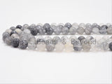 Natural Cloudy Quartz ,Faceted Round Gemstone Beads,Gray Color Beads,6mm/8mm/10mm/12mm beads, 15.5inch strand, SKU#U413