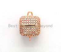 NEW STYLE 8/10/12mm CZ Micro Pave Strong Magnetic Cube Clasp, Cubic Zirconia Magnetic Clasp, Gold Rose Gold Clasp, sku#H134