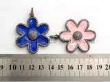 38mm LARGE NEW Enamel Colorful Flower Pendant,CZ Micro Pave Oil Drop Flower pendant,Enamel pendant,Enamel Jewelry,sku#F573