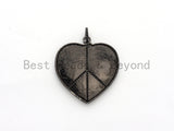 40mm Large Enamel Colorful Peace Heart Shape Pendant,CZ Micro Pave Oil Drop pendant, Enamel pendant, Black/White Enamel, sku#F580