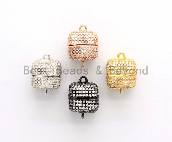 NEW STYLE 8/10/12mm CZ Micro Pave Strong Magnetic Cube Clasp, Cubic Zirconia Magnetic Clasp, Gold Rose Gold Clasp, sku#H134 BestbeadsbeyondUS