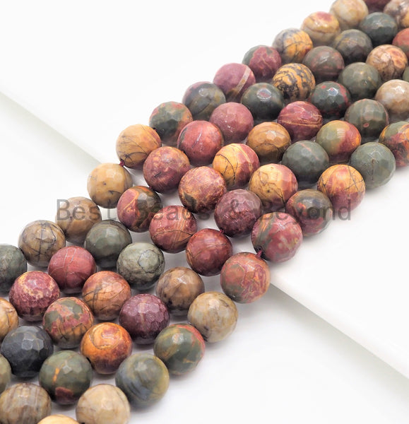 Natural Faceted Round Red Picasso Jasper beads, 6/8/10/12mm Natural Gemstone beads, Natural Red Jasper Beads, 15.5inch strand, SKU#U387