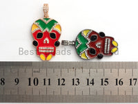 NEW Enamel Colorful Skull Pendant,CZ Micro Pave Oil Drop Skull pendant,Enamel pendant,Enamel Jewelry,21x33mm,sku#F607 BestbeadsbeyondUS