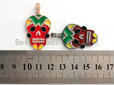 NEW Enamel Colorful Skull Pendant,CZ Micro Pave Oil Drop Skull pendant,Enamel pendant,Enamel Jewelry,21x33mm,sku#F607