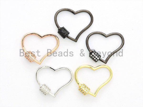 23x26mm 24k Shiny Gold Heart Screw Clasps, CZ Micro Pave Heart Screw  Clasps, Gold Necklace Clasp, Screw Clasp, Gold Plated Findings, ZC244