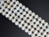 Quality White Cream Agate beads, Round Faceted One Line ,6mm/8mm/10mm, Dzi Beads, Tibetan beads, 15.5inch strand, SKU#U401