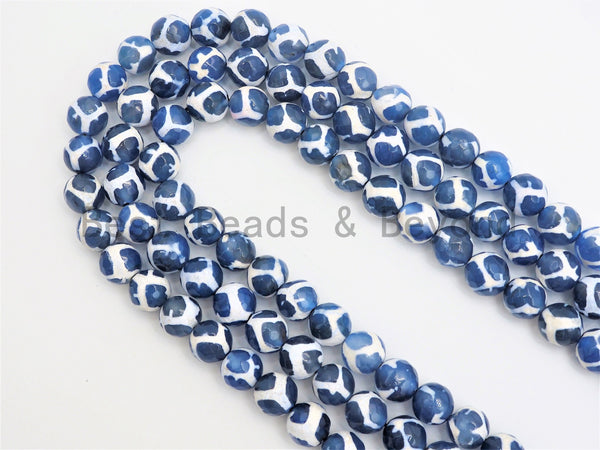 Quality DZI Blue White Agate beads, Round Tibetan Agate Beads, 6mm/8mm/10mm, 15.5inch strand, SKU#U408