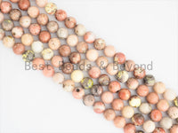 Quality Natural Pink Bloodshot Agate Round Smooth Beads,6mm/8mm/10mm/12mm beads,Rose Pink Gemstone, 15.5inch strand, SKU#U394