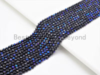 Top Quality Mystic Plated Faceted Black Spinel Round Beads 2/3mm Gemstones Beads, Sparkly Black Spinel Beads,15.5" Full Strand,SKU#U415