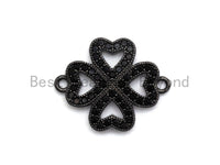 Black CZ Pave On Black Micro Pave Four Leaf Clover Connector,Cubic Zirconia Connector,Fashion Jewelry Findings, 16x19mm, sku#A93 Bestbeads&Beyond