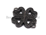 Black CZ Pave On Black Micro Pave Four Leaf Clover Connector,Cubic Zirconia Connector,Fashion Jewelry Findings, 16x19mm, sku#A93 Bestbeads&Beyond