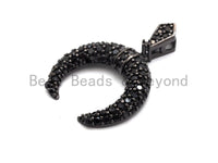Black CZ Pave On Black Micro Pave Horn Charm Beads, Micro Paved Horn Pendant,19x19mm, sku#B97