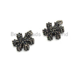 Black CZ Pave On Black Micro Pave Snowflake Flower Pendant/Charm, Cubic Zirconia Dainty Black Flower Charm/Pendant, 7x9mm,sku# B101