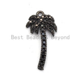 Black CZ Pave On Black Micro Pave Coconut Tree Shape Charm Beads, Cubic Zirconia Paved Coconut Tree Charm,10x19mm, sku#B103