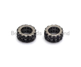 Micro Pave Black CZ Pave On Black Double Layers Big Large Hole Spacer Beads, Cubic Zirconia Black Color Spacer Beads, 7x3mm, SKU#C93