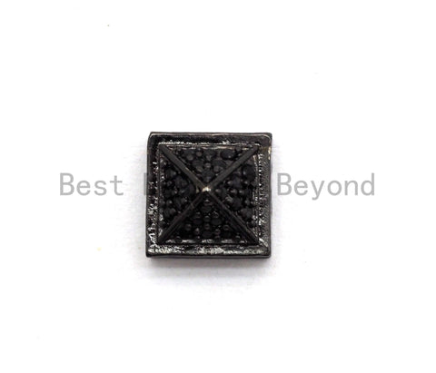 Black CZ Pave On Black Square Beads, Pyramid Spacer Beads, Cubic Zirconia Pyramid Space Beads, 8x6mm, SKU#C95