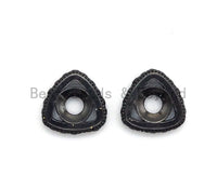 Micro Pave Black CZ Pave On Black Large Hole Triangle Shape Spacer Beads, Cubic Zirconia Triangle Space Beads,2x10mm, SKU#C94