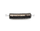 Black CZ Pave On Black 32x8mm Half Full Pave Tube for Bracelet/Necklace, Cubic Zirconia Separator Tube, Tube Beads, sku#C102