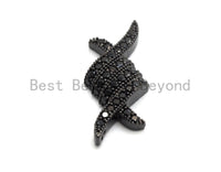 Black CZ Pave On Black Micro Pave Fish Beads/Connector for Bracelet/Necklace, Cubic Zirconia Space Connector, 9x22mm, sku#C104