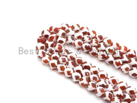 Quality Dzi Red White Dots Agate Beads, Round Smooth Tibetan Agate, 6mm/8mm/10mm/12mm beads, 15.5inch strand, SKU#U432