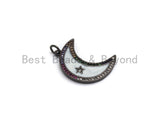NEW Enamel Crescent moon With Star Pendant,CZ Micro Pave Oil Drop Moon Star pendant,Enamel Charm,Enamel Jewelry,18x25mm,sku#F657