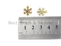 Multi Color CZ Micro Pave Snowflake Charm,Snowflake Shaped Pave Pendant, Gold plated, 14x11mm, Sku#B107