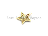 Multi-Color CZ Micro Pave Five Star Pendant, Star Shaped Pave Pendant, Gold plated, 23x24mm, Sku#B108