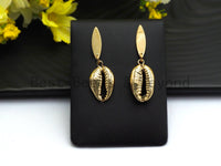 Gold Cowrie Shell Earring,Gold Earring, Gold Earring,Cowrie shell earrings, Shell earrings, Shell hoops, Cowrie Boho earrings, SKU#V43