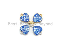 100% Natural Shell Blue Heart Shape Connector with Gold/Silver Plated Edging, blue shell Beads, 10x14mm,SKU#Z273