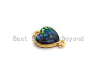Natural Abalone Shell Heart Shape Connector with Gold/Silver Plated Edging, Abalone Shell Earrings/Bracelets/Necklace, 10x14mm,SKU#Z274