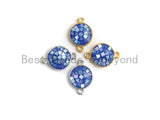 100% Natural Blue Shell Round Connector with Gold/Silver Plated Edging, Natural Blue Shell, Shell beads, 10x15mm,SKU#Z278