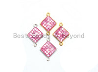 100% Natural Shell Pink Diamond Shape Connector, Gold/Silver Plated Pink Shell, Pink Shell Connector, Sea Shell Jewelry, 14x18mm,SKU#Z287
