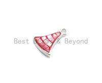 100% Natural Hot Pink Fan-Shaped Shell Pendant, Silver/Gold Plated,  Fuchsia Shell  Pendant, Natural Shell Findings, 9x12mm,SKU#Z305