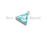 100% Natural Aqua Blue Color Shell Triangle Shape Charm, Blue Gold/Silver Shell charms, Shell Charm, Shell Beads, 11x12mm,SKU#fZ308