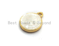 100% Natural White Color Shell Round Pendant in Gold/Silver Finish, White Shell Pendant, Shell Charm, Beach Jewelry, 10x12mm,SKU#Z319