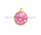 100% Natural PINK Color Shell Round Charm Pendant, Gold Silver Pink Charm, Natural Pink Shell Charm, 10x12mm,SKU#Z321