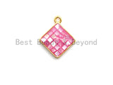 100% Natural PINK Color Shell Diamond Shape Charm, Fuchsia Color Shell Charm, Pink Shell Jewelry, 13x16mm,SKU#Z327