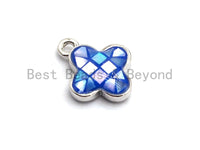 100% Natural Royal Blue Color Clover Shell Charm in Gold/Silver Finish, Blue Shell Pendant, Shell Charm, 10x13mm,SKU#Z330
