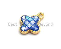 100% Natural Royal Blue Color Clover Shell Charm in Gold/Silver Finish, Blue Shell Pendant, Shell Charm, 10x13mm,SKU#Z330
