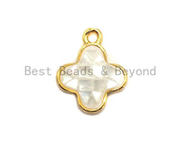 100% Natural White Shell Clover Pendant/charm White Gold Silver Charm, Shell Flower Pendant, Shell Jewellery, 10x13mm,SKU#Z331